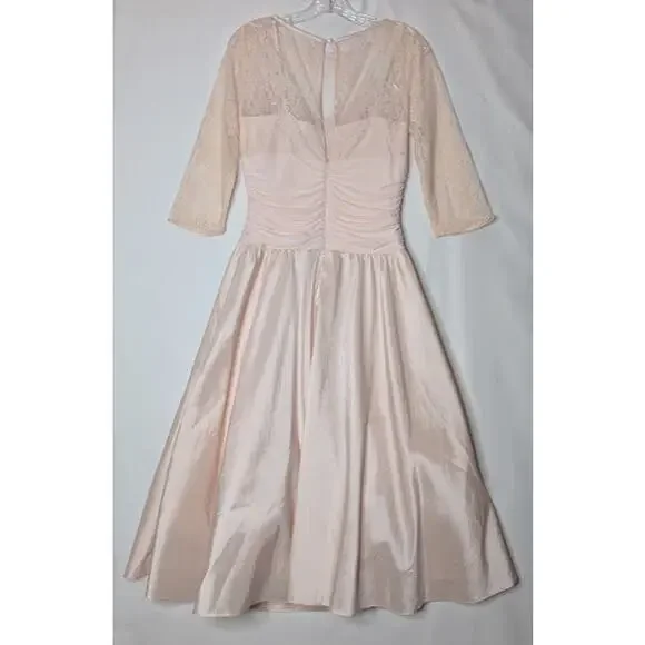 JESSICA HOWARD Midi Ballet Pink Floral Lace Fit and Flare Dress size 10 Wedding - Picture 6 of 9